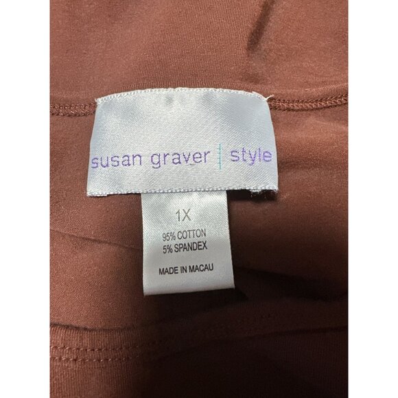 Susan Graver Style Womens Brown Round Neck Long Sleeve Top Size 1X - Picture 5 of 7